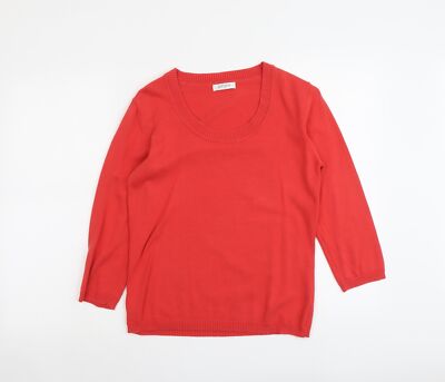 Editions Damenpullover rot U-Ausschnitt Fischgrätmuster Acrylmischung Größe 14
