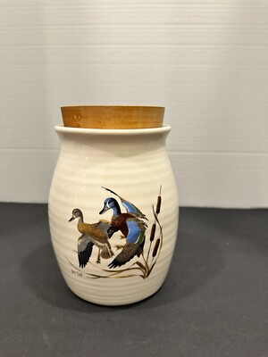 Bennington Potters crock - Arthur M. Cook - Cattails and Teal - Blue Wings