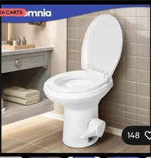 Portable Toilet RV High Profile Gravity Flush Pedal Hand Sprayer Travel Caravan