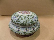 Antique Japanese Nippon Moriage 6" Lidded Trinket Box Ornate Designs