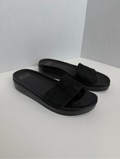 Donald J Pliner Fifi Sandals Slide Platform Thong Comfort Leather Metallic Black