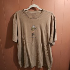Life is Good. Men's Guitar Jake Short Sleeve Crusher Tee, Brown Sz L