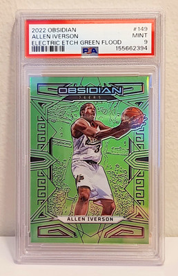 2022 Obsidian Electric Etch Green Flood Allen Iverson 149 PSA 9