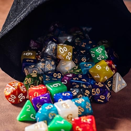 DND Dice Set, 84 Pieces Bulk Acrylic Polyhedral Dice Sets in 12 Colors with A 