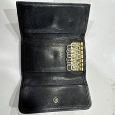 VINTAGE COACH Black Leather 6-Ring Key Case Holder Wallet Auth Trifold