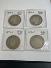 4 Coin Lot, Mixed Dates, Barber Half Dollars, 90% Circulated, Troy Oz 1.44 Lot 4