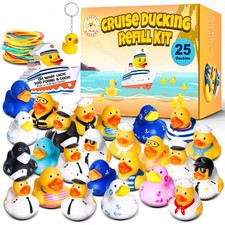 Happy Duckers 75 Piece Cruise Ducking Refill Kit - 25 Rubber Ducks, 25 Tags  25