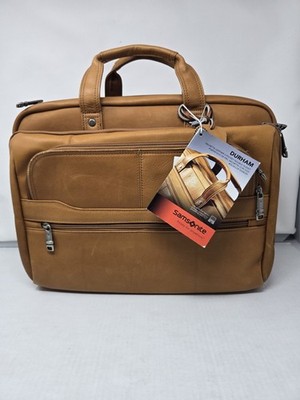 Samsonite Durham Vachetta Leather Colombian Leather 2 Pocket Briefcase Laptop 