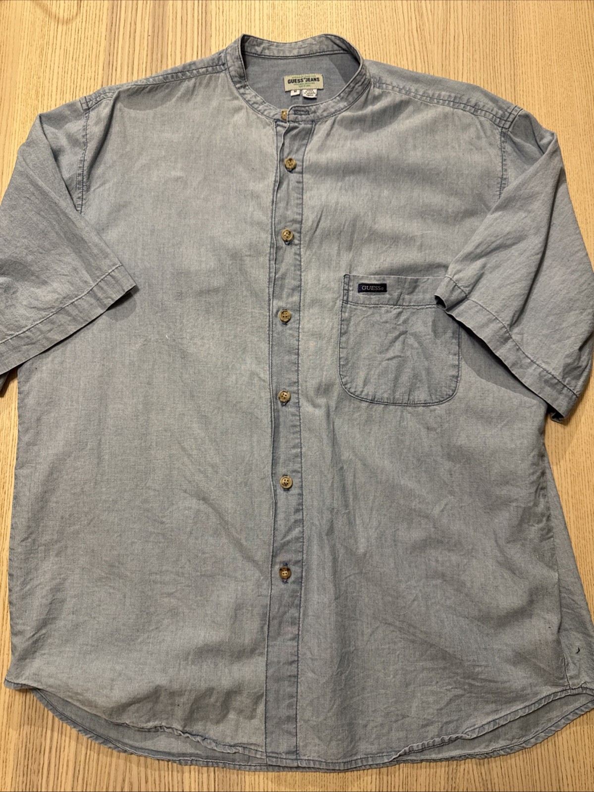 GUESS Jeans Denim Shirt Made In USA Size Medium Button Up Men's