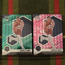 2020-21 Panini Mosaic Nikola Jokić Prizm Lot (2 cards) Pink Camo/Green Mosaic