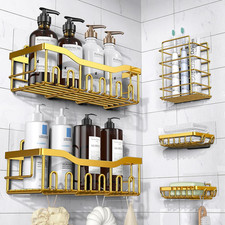 5 Pack Adhesive Shower Caddy Stainless Steel Bathroom Storage Shelves No Drill