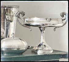 Candelabro portacandele vintage piatto argento manici leone raro