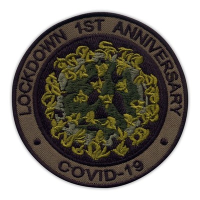 Lockdown 1ST Jubiläum Covld - Dezent/Olivgrün Aufnäher/Abzeichen Bestickt