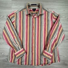 Gant Men's Button Down Shirt Slim Fit Multi Color Stripe XL 80s Two Ply Poplin