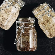 3 1/4" Square Glass 3oz Jar with Hinge Glass Lid for Home Kitchen, Arts Cra...
