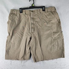 Carhartt Shorts Mens 42 Tag 44 Brown Cargo Canvas Workwear Carpenter Cut Off