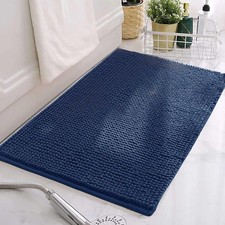 Navy Blue Bath Mat Non Slip Washable Floor Carpet Rug 19x31 Inch