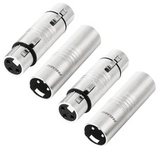4 Pack 2 Pair XLR Adapter XLR Male to Male Adapter  XLR Female to Female 3PI...