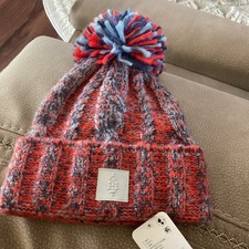 Free People - Movement  Pom Beanie Red Blue Combo M404 NWT 48