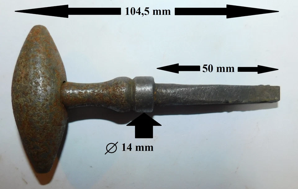 ANCIENNE POIGNÉE EN FONTE CARRÉ DE 6/8 .XIXe/XXe SERRURE LOQUET CLENCHE PORTE 27 - Photo 2/4