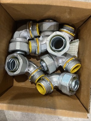 LOT OF 6 EATON LTB10090 LiquidTight FMC 90° Angle 1'' Male Connector Insul Throat