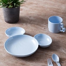 NEW FrancFranc Japan Mickey Kids Baby Toddler Plates Blue  White  Limited 