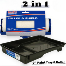 SupaDec 9" Paint Roller & Shield Set With Paint Tray Decorators Wall Ceiling Kit