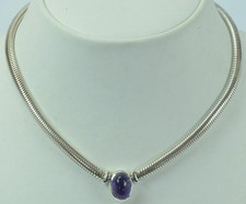 Schlangencollier Schlauchkette mit Amethyst aus 925 Sterlingsilber Silver 42 cm