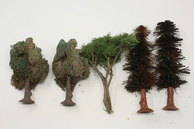 HO Scale Mixed Lot of 5 Large Assorted Trees Diorama Train Layout Scenery Plants