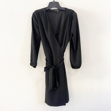 J. CREW Wrap Dress Tie Waist Crepe H6294 Little Black Dress 4 Tall