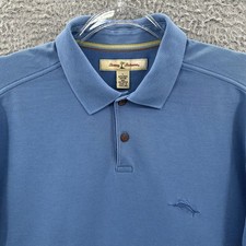 Tommy Bahama Polo Shirt Mens Large Blue Pima Cotton Embroidered Marlin Golf