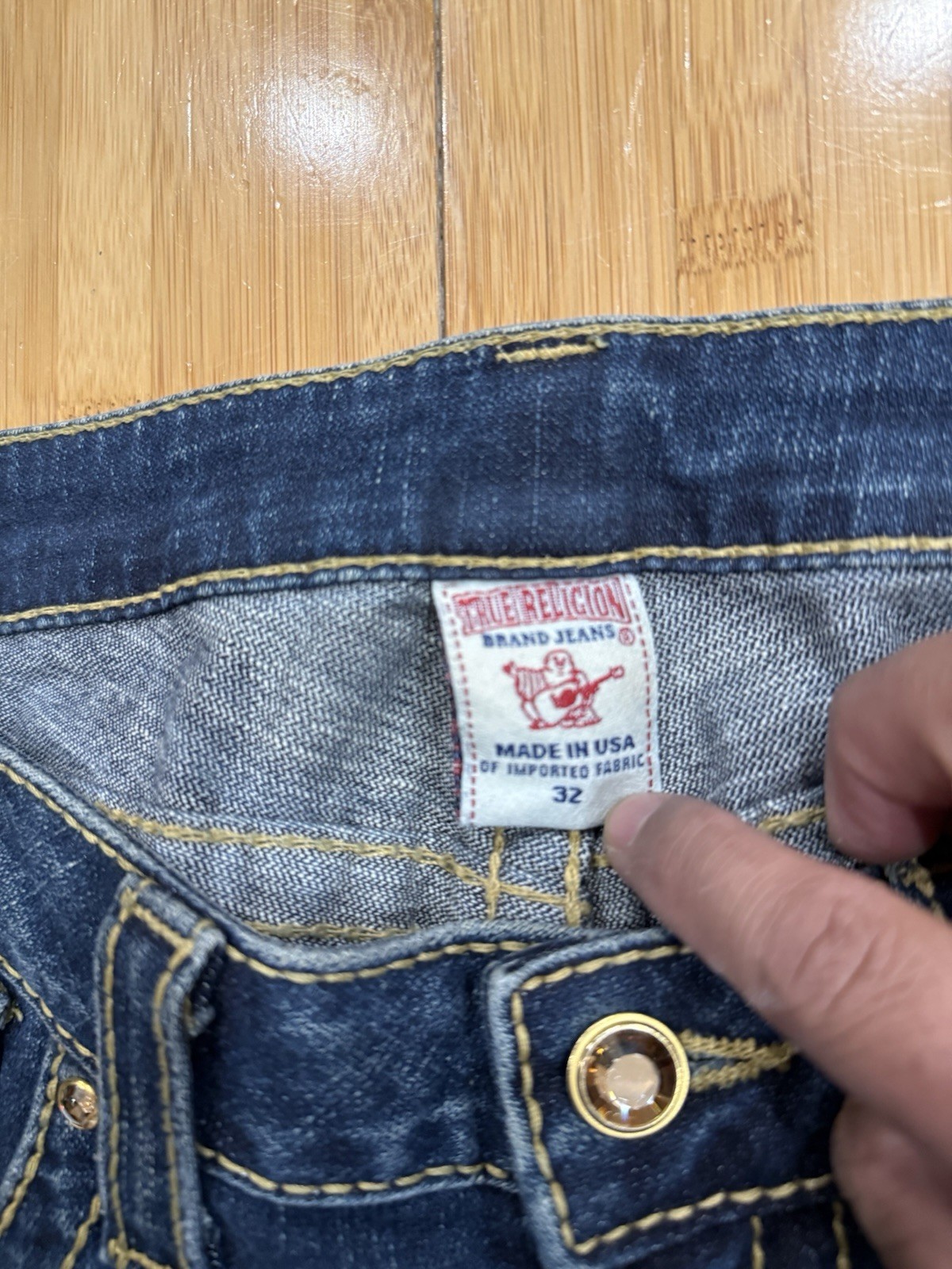 True Religion Disco Joey Big T Jeans Crystal Buttons Women’s 32 Flare Leg Y2K thumbnail 10