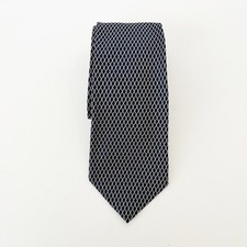 Lands' End Black Silk Tie USA Made Hand-Sewn Striped Preppy Ivy League Classic