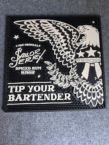 Sailor Jerry 'Eagle' Bar Runner Beer Drip Rubber Mat 14.5" x 14.5" x .5"