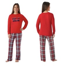 Member's Mark Women's 2-Piece Red Plaid Pajama Set Let It Snow Long Sleeve XXL