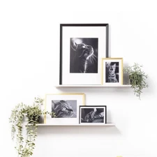 Metal Picture Ledge Wall Mounted Floating Shelf - 24" White Set of 2