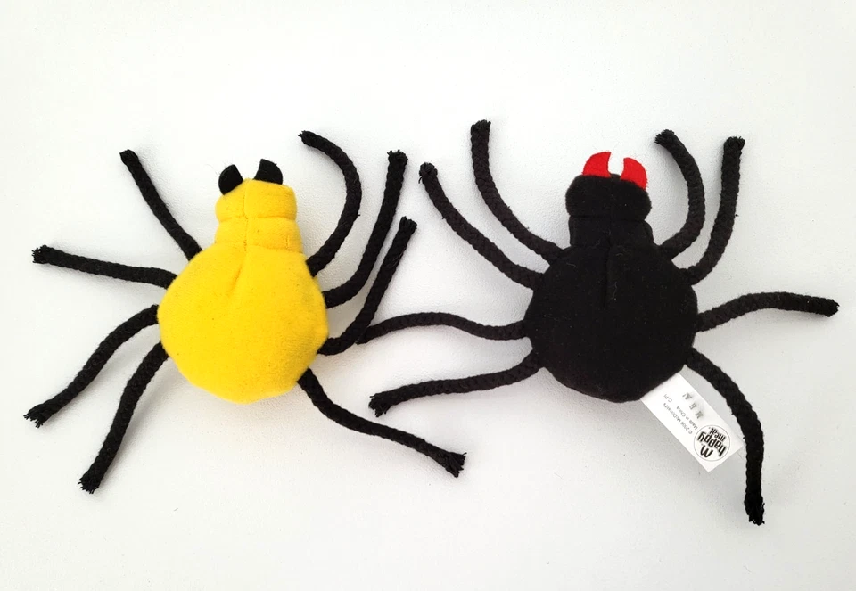 McDonald's 2006 Animal Planet Spider LOTE de 2 juguetes de peluche patas de cordón rojo y amarillo Foto 4 de 4