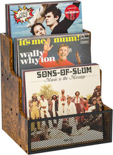 Vinyl Record Storage Holder, Stepped 3 Tier LP Vinyl Record Crate, Metal Grid