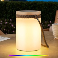 Solar Table Lamp Lantern Waterproof LED Outdoor Cordless IP44 RGB and Warm Wh...