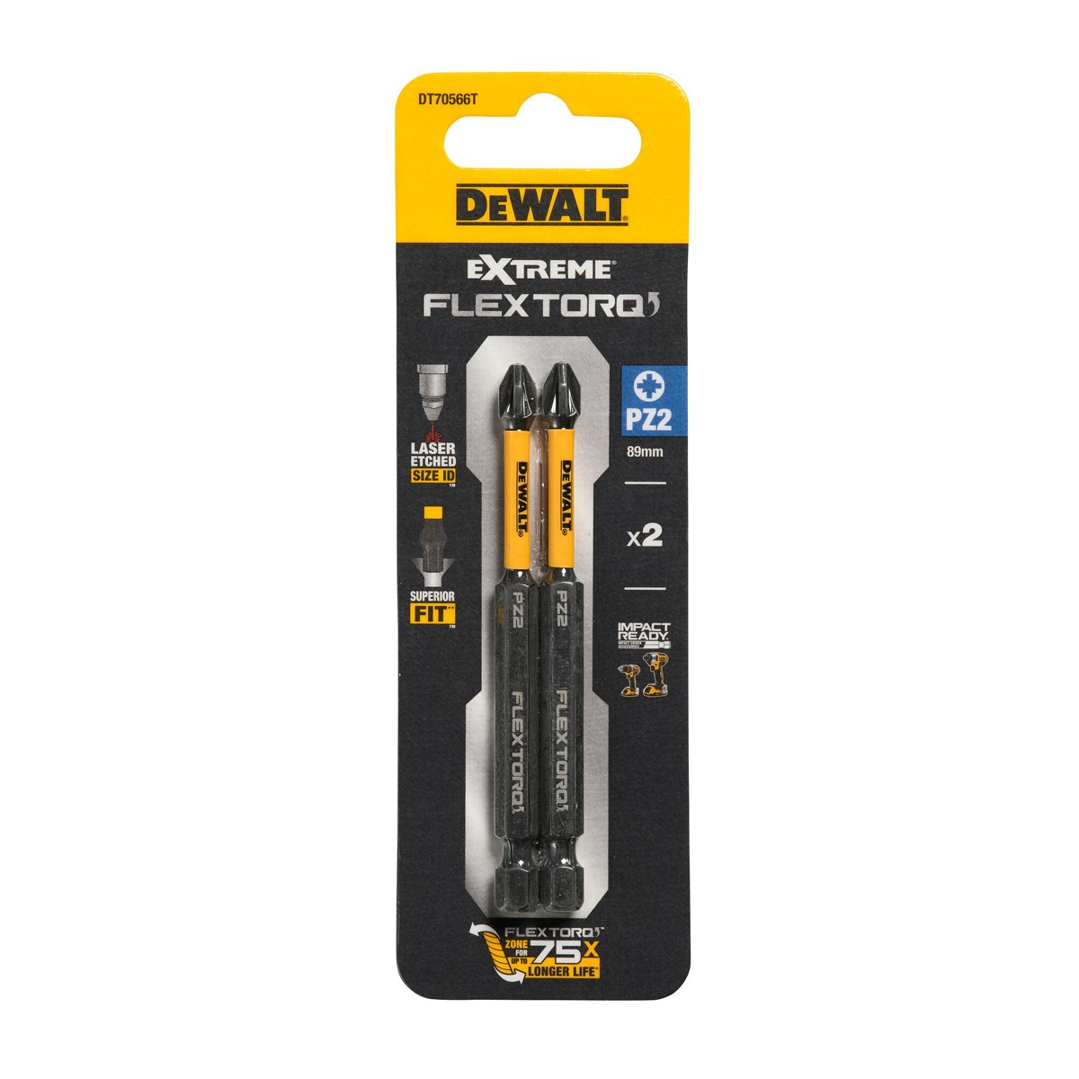 DeWalt DT70566T-QZ Extreme Impact Torsion PZ2 x 85mm Screwdriver Bits - Pack ...