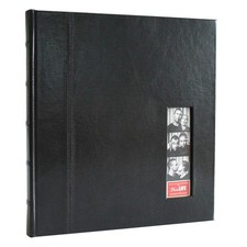 Photo Strip Cover Album Black Glorious Leather 50 page Drymount WHITE PAGES