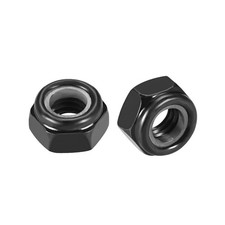 50Pcs M6x1mm Hex Lock Nuts Carbon Steel Nylon Insert Self-Lock Nuts Black