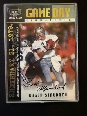 2000 Playoff Momentum ROGER STAUBACH Game Day Signatures Autograph 12/75 Cowboys