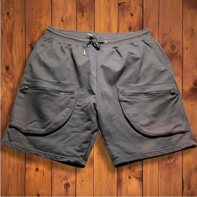 Boohoo Oversized Herren XL Schwarz Shorts Sport Kordelzug Cargo Taschen