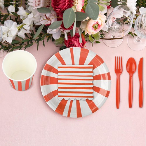 288 Pcs Pastel Striped Party Supplies Include 9 Inch Stripe Paper Plate Cups ... - Picture 5 of 6