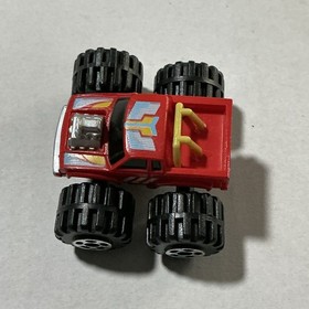 Vintage 1987 Micro Machines Road Champs 4x4 Red Truck w/ Yellow Roll Bar Offroad