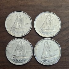1990, 1991, 1996, 1997 Canada 10 Cents Dimes  Lot of 4 Lower Mintages PD14