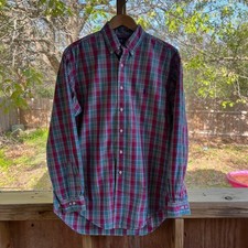 Ralph Lauren Men's Classic Fit Red And Green Plaid Button Down Shirt Size 16/L