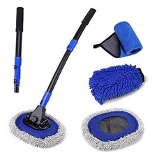Ultimate Car Wash Brush with Long Handle  15-Degree Curved Pole Design  Blue