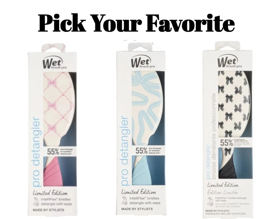 Wet Brush Pro Detangler Hair Brush ? Bows on Bows Edition ? Pick Your Design - Photo 1/1